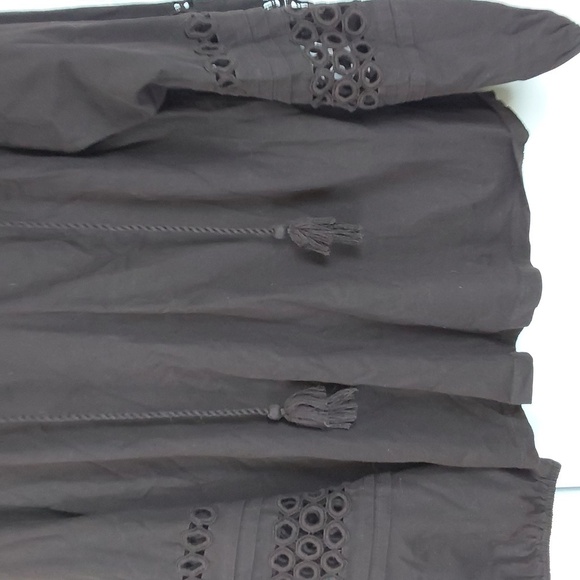 Charter Club Chocolate Brown boho Peasant Tassel Top Eyelets Neutral Sz.2X - Picture 4 of 6